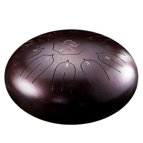 Opus Percussion 12" Metal 11-Note Lotus Carves Style Tongue Drum - Chestnut